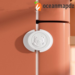 Oceanmapdz หัวเข็มขัดนิรภัยเด็ก ลายหมี ป้องกันเปิดประตู ตู้ ลิ้นชัก ล็อค บานเลื่อน ปรับได้ ป้องกันการบีบมือ เด็ก ป้องกันความปลอดภัยในร่ม