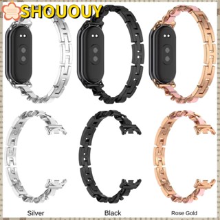 Shououy สายนาฬิกาข้อมือสเตนเลส ประดับเพชร หรูหรา สําหรับ Smart Band 8