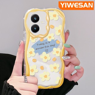 เคสโทรศัพท์มือถือ ซิลิกาเจลใส กันกระแทก ลายดอกไม้ สีครีม สําหรับ VIVO Y22 Y22s