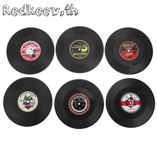 Redkeev™ 6 ชิ้น / เซต ทรงกลม กันลื่น ทนความร้อน CD ไวนิล บันทึก แผ่นรองแก้ว แผ่นรองจาน