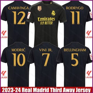 เสื้อกีฬาแขนสั้น ลายทีม Real Madrid Third Away Bellingham Rodrygo ViniJR Modric Camavinga พลัสไซซ์ 2023-2024