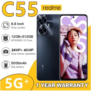 Realme C55 โทรศัพท์ต้นฉบับ 16GB+512GB Big Sale 2023 สมาร์ทโฟนราคาถูก 6.7 นิ้ว Android 5G โทรศัพท์มือถือ โทรศัพท์มือถือให