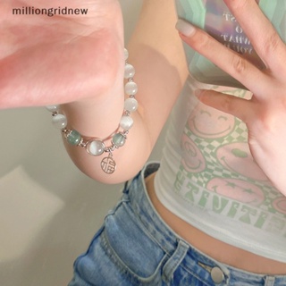 [milliongridnew] สร้อยข้อมือ โอปอลเทียม สีเทา สไตล์จีน วินเทจ เครื่องประดับ ของขวัญวันเกิด WQL