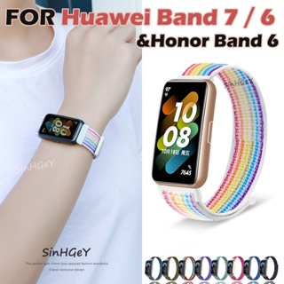 สายนาฬิกาข้อมือ ผ้าไนล่อน แบบนิ่ม สําหรับ Huawei Band 7 6 Honor Band 6 Velcro Huawei