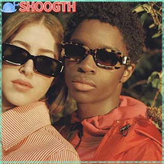 Shoogth แว่นตากันแดด ทรงสี่เหลี่ยมผืนผ้า 90s ป้องกัน UV400 Y2k สีดํา สําหรับผู้หญิง และผู้ชาย