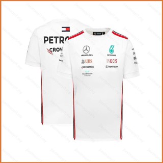 Fb 2023 เสื้อยืดแขนสั้น พลัสไซซ์ ลาย Mercedes AMG F1 Racing Team Driver สีขาว แฟชั่นฤดูร้อน