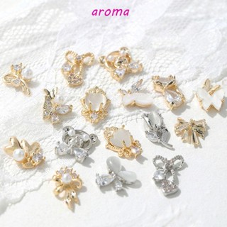 Aroma อุปกรณ์ตกแต่งเล็บ ไข่มุก ผีเสื้อ ดอกทิวลิป โบ 3D หรูหรา