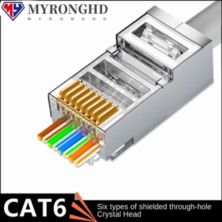 Myronghd CAT6 ตัวเชื่อมต่อสายเคเบิลอีเธอร์เน็ต UTP 50u ชุบทอง 8P ทนทาน