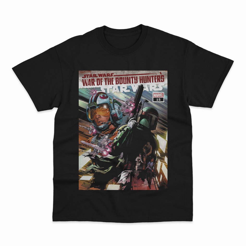 เสื้อยืดแขนสั้นเสื้อยืด พิมพ์ลาย Star Wars Luke Boba Fett Bounty Hunters Superhero สําหรับผู้ชายS-5X