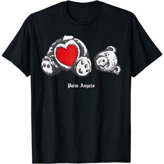 oversize T-shirt เสื้อยืด พิมพ์ลาย Palm Angel Bear Heart Limited สไตล์วินเทจ สําหรับผู้ชาย S-5XL