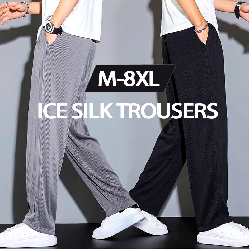 กางเกงขายาวลําลอง ผ้าเรยอน แบบบาง ทรงหลวม ขนาดใหญ่ แห้งเร็ว เหมาะกับการวิ่งจ๊อกกิ้ง แฟชั่นฤดูร้อน สําหรับผู้ชาย ไซซ์ M – 8XL