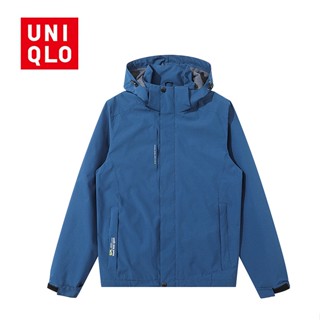 [L-7XL] Uniqlo เสื้อแจ็กเก็ต ทรงหลวม กันน้ํา คุณภาพสูง 130 กก. สําหรับผู้ชาย เสื้อกันฝน กันน้ํา สไตล์สปอร์ต