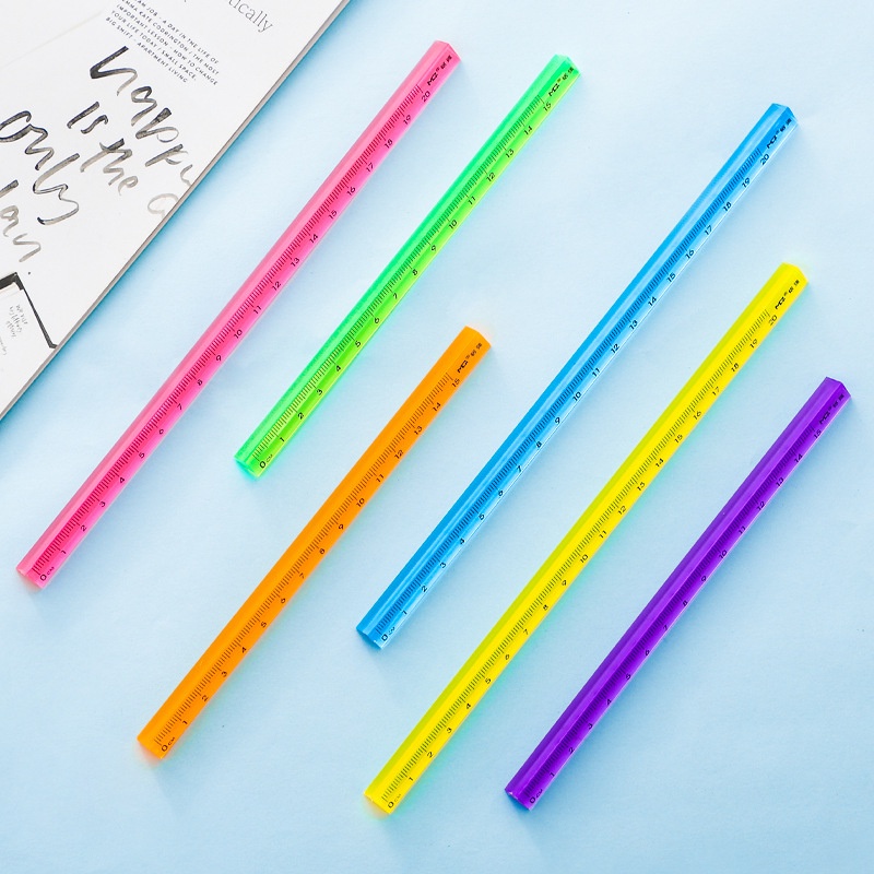 สีคริสตัลใส 15 ซม. 20 ซม. ไม้บรรทัดสามเหลี่ยมสามมิติเครื่องเขียนนักเรียนวัดภาพวาดไม้บรรทัดขนาดไม้บรรทัด