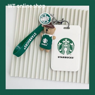 Starbucks พวงกุญแจ จี้ตุ๊กตาหมีน้อยน่ารัก ป้องกันบัตรรถบัส บัตรอาหาร สําหรับนักเรียน