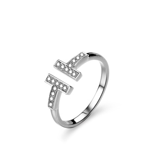แหวนเพชรโมอิส รูปตัว T แบบเต็ม  moissanite diamond T Band Rings