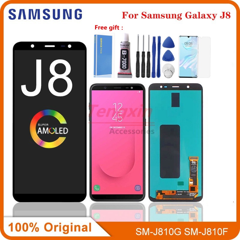 6.0 AMOLED สําหรับ Samsung Galaxy J8 2018 LCD หน้าจอสัมผัสสําหรับ Samsung J810 J810F SM-J810M หน้าจอ