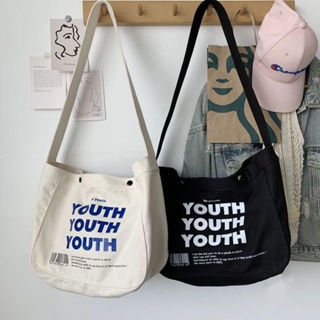 กระเป๋าผ้าสะพายข้าง YOUTH ผ้าแคนวาส ผู้ชาย​ ผู้หญิง​ พร้อมส่ง #BAG07