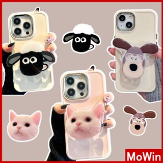 Mowin - เข้ากันได้สำหรับ เคสไอโฟน เคสไอโฟน11 เคส iphone 11 สำหรับ iPhone 14 Pro Max เคสไอโฟนพร้อมขาตั้งแบบหนีบการ์ตูนที่วางพับได้หนา ฝ้ากรณีชุบ เคสนิ่มสีชมพูใช้ได้กับ iPhone 13 Pro max 12 Pro Max 11 xr xs max 7Plus 8Plus