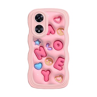 เคส OPPO A78 5G A57 2022 4G A54 A16 A15 A77 A12 A3S A5 A7 A5S A15S A31 2020 A53 A9 2020 A5 2020 A96 A76 F9 เคสโทรศัพท์ซิลิโคนลายคลื่นสามมิติ