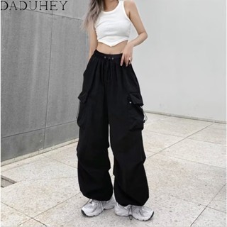 DaDuHey💕 Womens New High Street Overalls Loose Straight Wide Leg Large Pocket Casual Retro Ankle Banded Pants