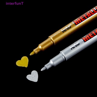 [InterfunT] ปากกามาร์กเกอร์ สีเมทัลลิก สีทอง สีเงิน สําหรับตกแต่งสมุดภาพ เครื่องเขียน อัลบั้ม Diy