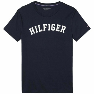 【เสื้อยืดใหม่】เสื้อผ้าผชเสื้อยืดแขนสั้น คอกลม ผ้าฝ้าย ลาย Tommy Hilfiger สีกรมท่าS-5XL