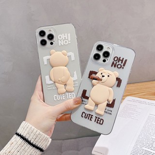 เคสโทรศัพท์มือถือ แบบใส ลายการ์ตูนหมีเท็ดดี้ 3D สร้างสรรค์ สําหรับ TECNO POVA 5 Neo 2 3 4 Pro Spark 10 Pro 6 GO 8C 8P 7T POP 5 4 LTE Camon 20 Pro 18P 16 SE Pouvoir 4 Pro