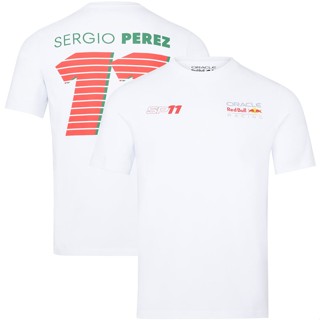 เสื้อยืด พิมพ์ลายโลโก้ Oracle Red Bull Sergio Perez สีขาว สําหรับผู้ชาย และผู้หญิง 2023