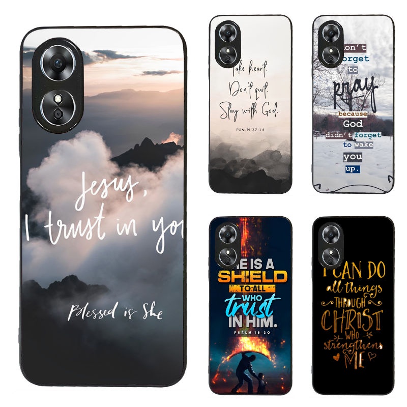 สําหรับ OPPO A17 Bible Verse 2 เคสโทรศัพท์ฝาครอบป้องกันสีดํา