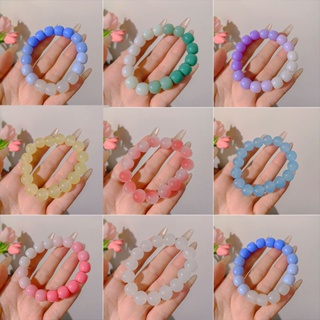 สร้อยข้อมือ ประดับลูกปัดหยก สีขาว แฟชั่นฤดูร้อน