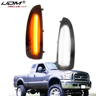 Ijdm ไฟเลี้ยว LED DRL สีขาวอําพัน แบบเปลี่ยน สําหรับ Ford F250 F350 Superduty Ford Excursion Amber OEM 5C3Z-17682-EAA 5C3Z-17683-EAA 2 ชิ้น