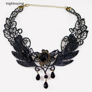 [highbuying] ใหม่ เซ็กซี่ โกธิค โช้คเกอร์ คริสตัล สีดํา ลูกไม้ สร้อยคอ วินเทจ วิคตอเรีย เครื่องประดับ ใหม่ พร้อมส่ง
