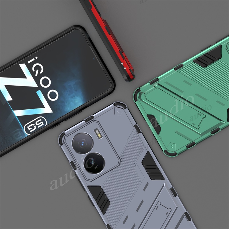 เคสโทรศัพท์มือถือ กันกระแทก พร้อมที่ตั้งวาง สไตล์พังก์ สําหรับ Vivo iQOO Z7 Z7x Z9 Z9x 5G IQOOZ7 IQO