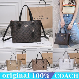 COACH c4084 c4250 mollie 25 Tote กระเป๋าถือผู้หญิง/ถุงช้อปปิ้ง/พิมพ์ลายคลาสสิก/ช่องซิปปิด/ช่องคู่