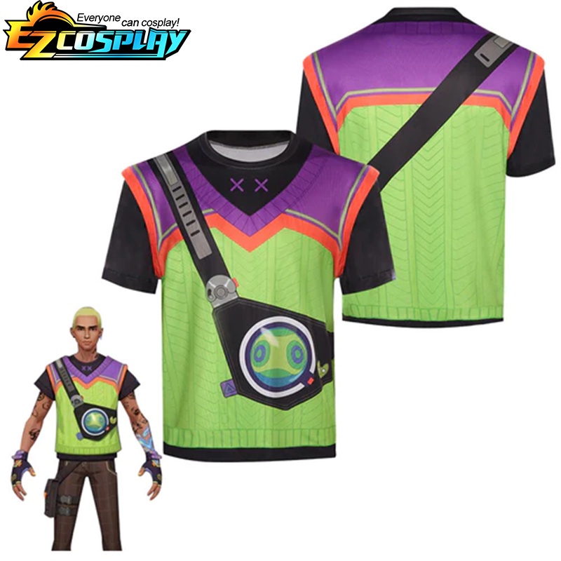 Valorant Gekko ชุดคอสเพลย์ เสื้อยืด แขนสั้น ลําลอง แฟชั่นฤดูร้อน สําหรับผู้ชาย ปาร์ตี้ฮาโลวีน งานรื่