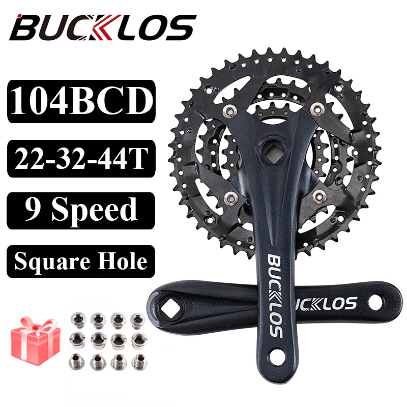 BUCKLOS ชุดครัง MTB แบบ 3x ครังเฟืองสามครัง 9 สปีด ชุดเฟืองโซ่ครัง 22T 32T 44T ชิ้นส่วนจักรยานเสือภูเขา จานหน้าจักรยาน