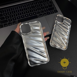 For เคสไอโฟน 14 Pro Max [Silver 3D Wave] เคส Phone Case For iPhone 14 Pro Max Plus 13 12 Mini 11 For เคสไอโฟน11 Ins Korean Style Retro Classic Couple Shockproof Protective TPU Cover Shell