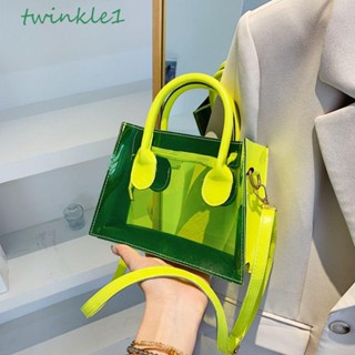 Twinkle1 กระเป๋าสะพายไหล่ สะพายข้าง เจลลี่ใส ลําลอง คลาสสิก มีซิป สีแคนดี้ ความจุขนาดใหญ่ สไตล์เกาหลี กระเป๋าถือ