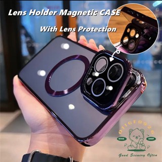 Silicone lens holder magnetic Phone Case for Iphone14 13 12 Pro Max TPU casing iphone 14 Transparent shockproof soft case