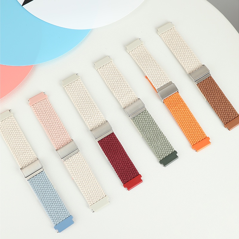 สายนาฬิกาข้อมือไนล่อนถัก คละสี ปรับได้ แบบเปลี่ยน สําหรับ Huami Active Amazfit GTS 4 4mini 3 2 2e 2 Mini Amazfit Bip 3 3Pro U Pro S Lite Smart Watch