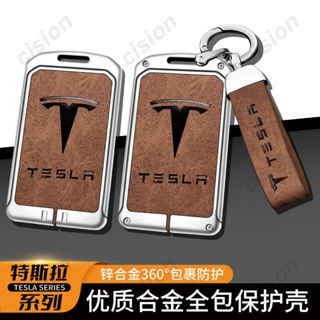 เคสกุญแจรีโมทรถยนต์ หนังวัวแท้ ผสมสังกะสี สําหรับ Tesla 3 S Y X