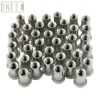 【ONCEMOREAGAIN】Commercial Grade 1/4" 20 Stainless Steel Rivet Nuts Flat Head Threaded Insert Nuts (40 Pcs)