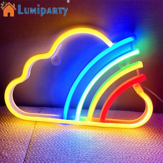 Lumiparty โคมไฟนีออน Led รูปก้อนเมฆ สีรุ้ง 30lm Ip45 กันน้ํา สําหรับตกแต่งห้องนอน หอพัก