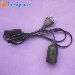 Lumiparty E27 ที่วางโคมไฟ แบบแขวน พร้อมสายไฟ 1.8 เมตร และสวิตช์เปิด ปิด ปลั๊ก EU (สีดํา)