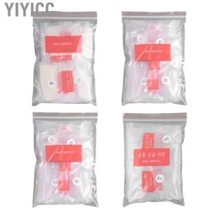 Yiyicc 500pcs Fake Nail Art Tips Pointed Full Cover Half Cover Transparent Manicure False Nail Tip