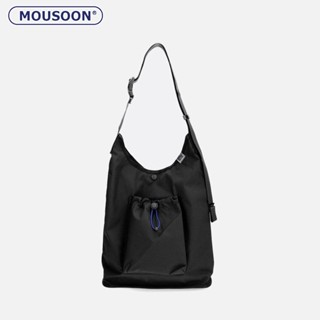 MOUSOON กระเป๋าสะพายข้างรุ่นเกาหลีที่เรียบง่ายและน้ำหนักเบาสบาย ๆ เชือกไนล่อนกระเป๋าถังแนวทแยง