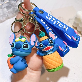 พวงกุญแจ PVC แบบนิ่ม ลายการ์ตูน Disney Lilo &amp; Stitch สําหรับรถยนต์