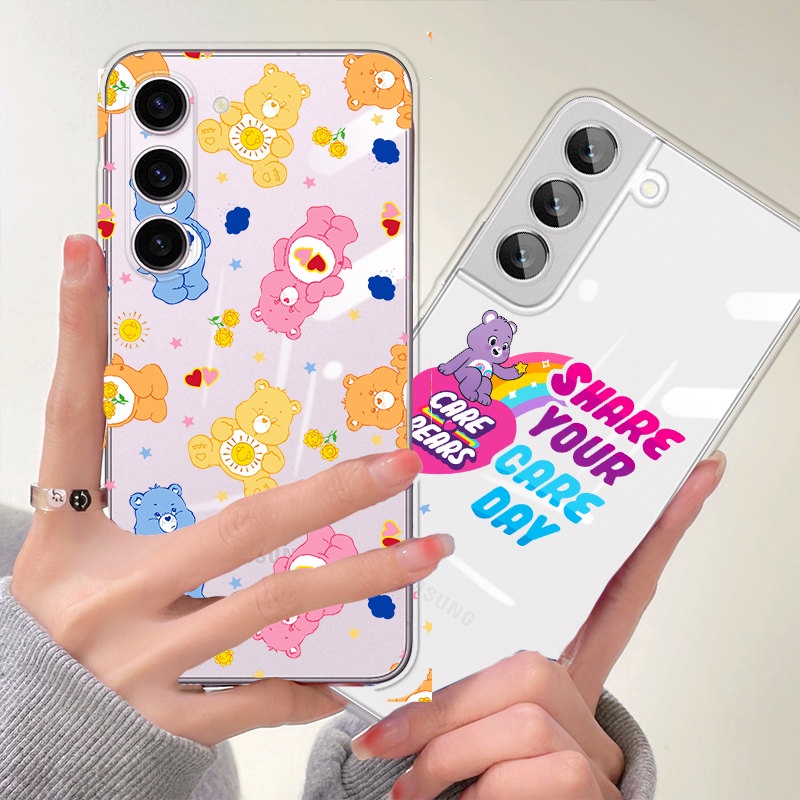 เคสโทรศัพท์มือถือนิ่ม แบบใส ลาย Strawberry Care Bear น่ารัก สําหรับ Samsung S23 FE S8 S10 S9 S20 S23 S21 FE S22 Ultra Note 9 10 Plus 20 Ultra 5G