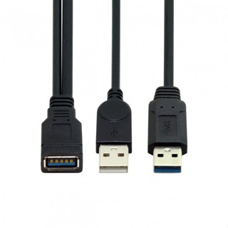 Xiwai สายเคเบิลต่อขยายฮาร์ดดิสก์ USB 3.0 ตัวเมีย เป็น USB คู่ ตัวผู้ สีดํา สําหรับฮาร์ดดิสก์มือถือ 2.5 นิ้ว