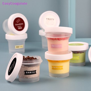 Eas ถ้วยพลาสติกใส่ขนมหวาน พร้อมช้อนมูส ทรงกลม ขนาดเล็ก 100 มล. 5 ชิ้น